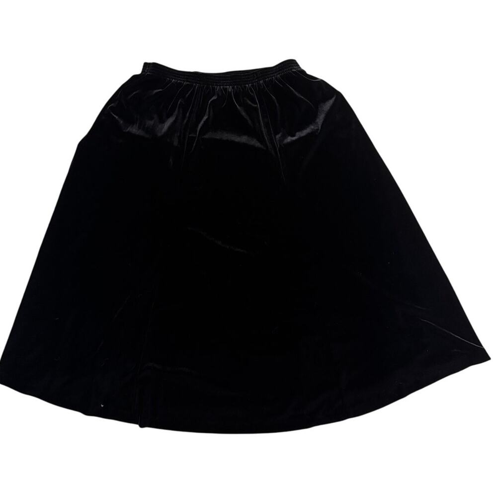 Black Velvet Skirt Size 18 Plus Long Flowy Midi Skirt Elastic Waist